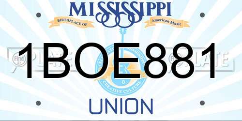 1BOE881 Mississippi License Plate