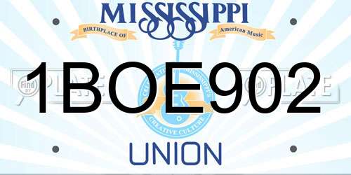 1BOE902 Mississippi License Plate