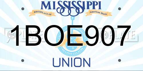 1BOE907 Mississippi License Plate