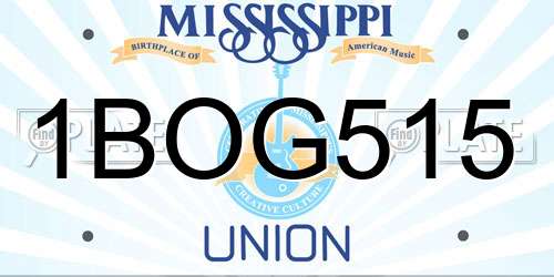 1BOG515 Mississippi License Plate