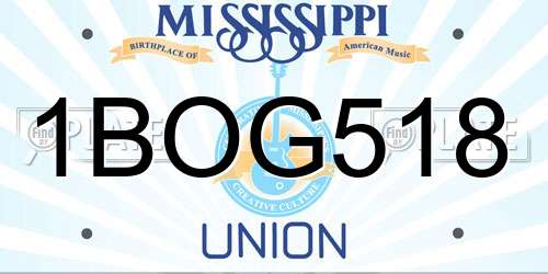 1BOG518 Mississippi License Plate