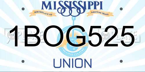 1BOG525 Mississippi License Plate