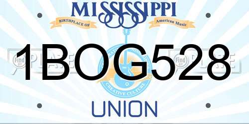 1BOG528 Mississippi License Plate