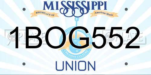 1BOG552 Mississippi License Plate