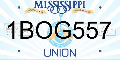 1BOG557 Mississippi License Plate