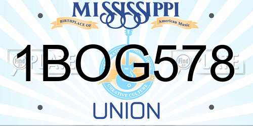 1BOG578 Mississippi License Plate