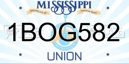 1BOG582 Mississippi License Plate
