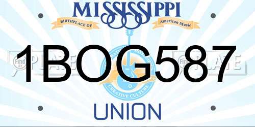1BOG587 Mississippi License Plate