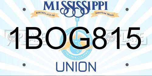 1BOG815 Mississippi License Plate