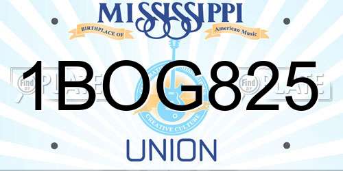 1BOG825 Mississippi License Plate