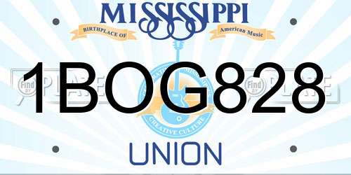 1BOG828 Mississippi License Plate