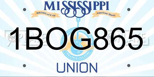 1BOG865 Mississippi License Plate