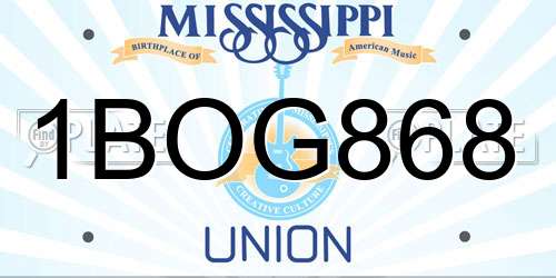 1BOG868 Mississippi License Plate