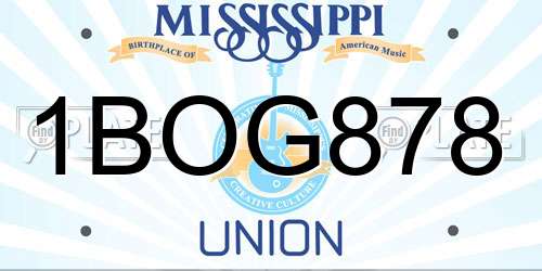 1BOG878 Mississippi License Plate