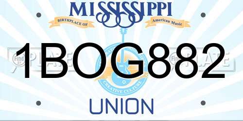 1BOG882 Mississippi License Plate