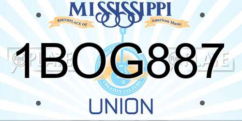 1BOG887 Mississippi License Plate