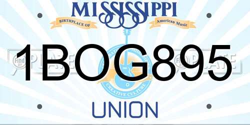 1BOG895 Mississippi License Plate