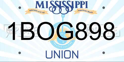 1BOG898 Mississippi License Plate