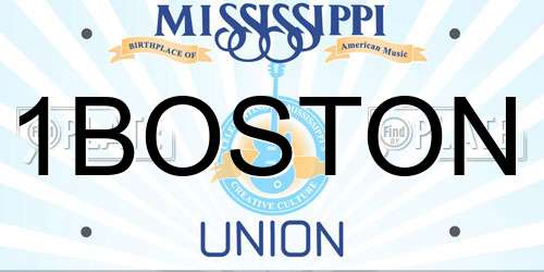 1BOSTON Mississippi License Plate
