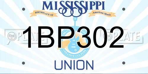 1BP302 Mississippi License Plate