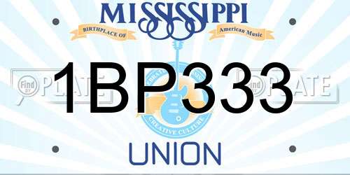 1BP333 Mississippi License Plate