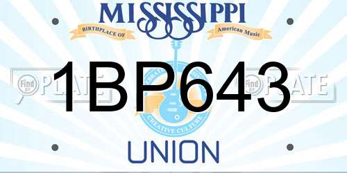 1BP643 Mississippi License Plate