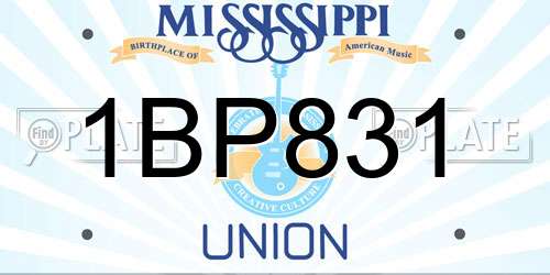 1BP831 Mississippi License Plate