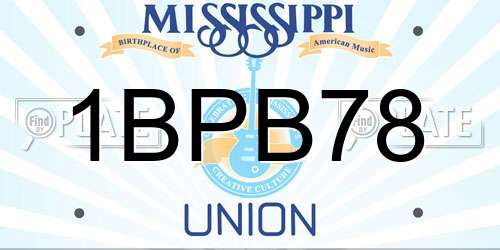 1BPB78 Mississippi License Plate