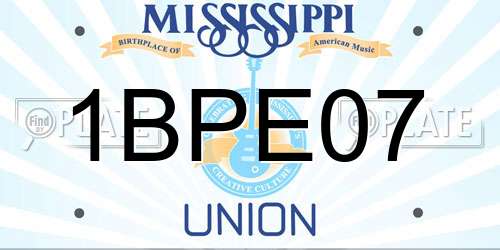 1BPE07 Mississippi License Plate