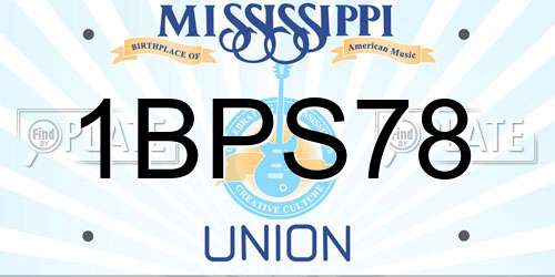 1BPS78 Mississippi License Plate