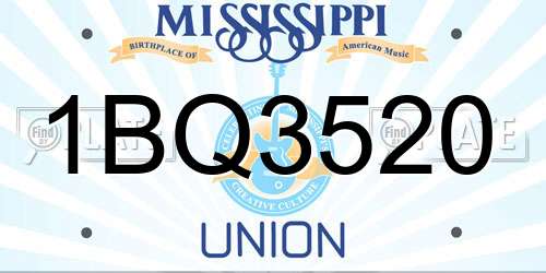 1BQ3520 Mississippi License Plate