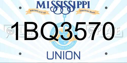 1BQ3570 Mississippi License Plate