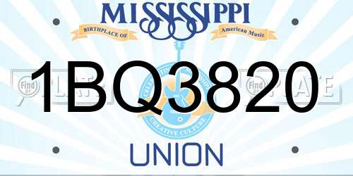1BQ3820 Mississippi License Plate
