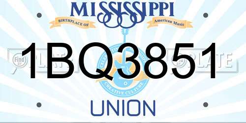 1BQ3851 Mississippi License Plate