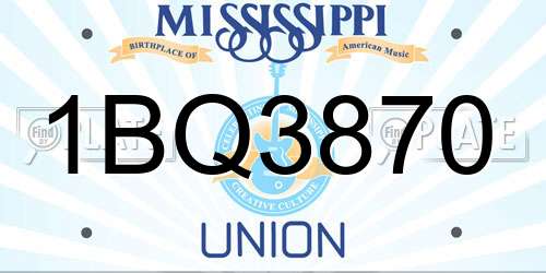 1BQ3870 Mississippi License Plate