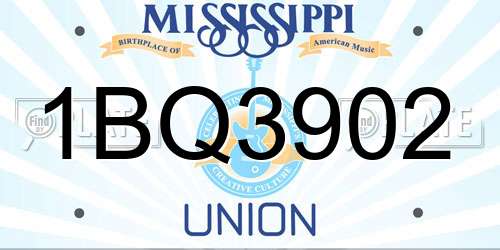 1BQ3902 Mississippi License Plate