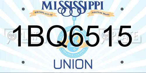 1BQ6515 Mississippi License Plate