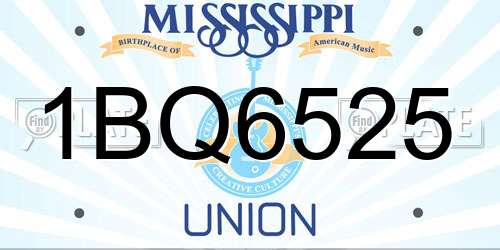 1BQ6525 Mississippi License Plate