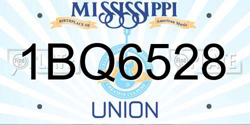 1BQ6528 Mississippi License Plate