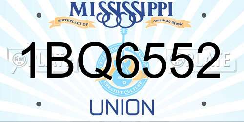 1BQ6552 Mississippi License Plate