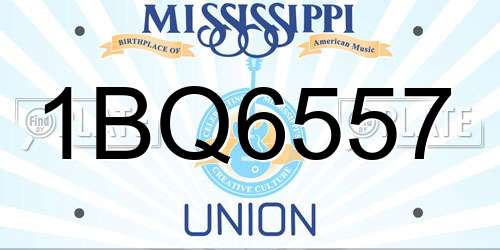 1BQ6557 Mississippi License Plate