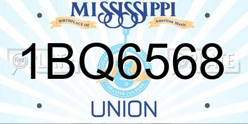1BQ6568 Mississippi License Plate