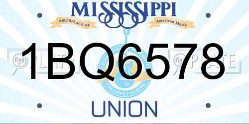 1BQ6578 Mississippi License Plate