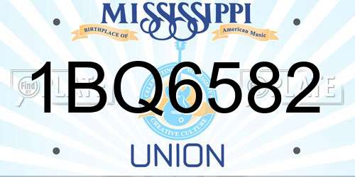 1BQ6582 Mississippi License Plate