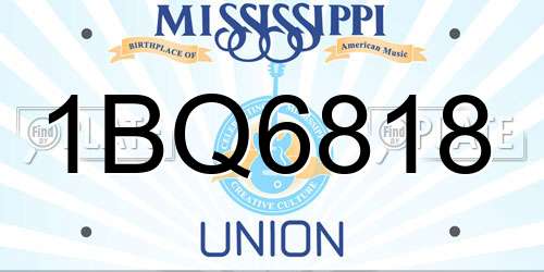 1BQ6818 Mississippi License Plate