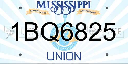 1BQ6825 Mississippi License Plate