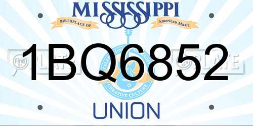 1BQ6852 Mississippi License Plate
