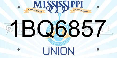 1BQ6857 Mississippi License Plate