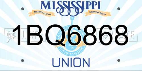 1BQ6868 Mississippi License Plate