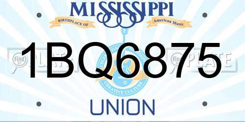 1BQ6875 Mississippi License Plate